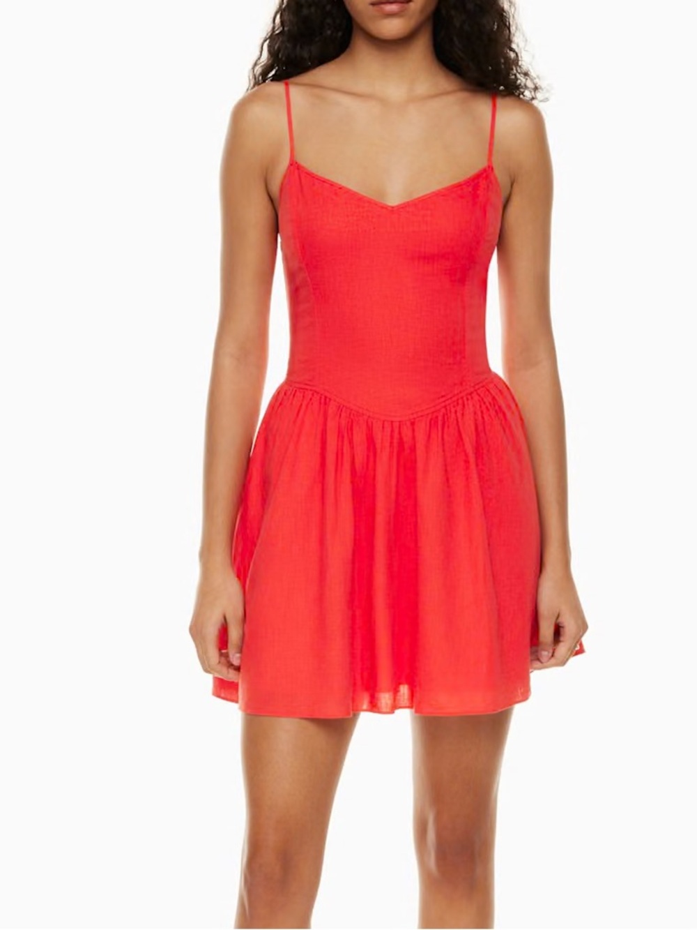 Wilfred Aritzia Influence Sweetheart Linen Mini Dress Maraschino Red Size 4